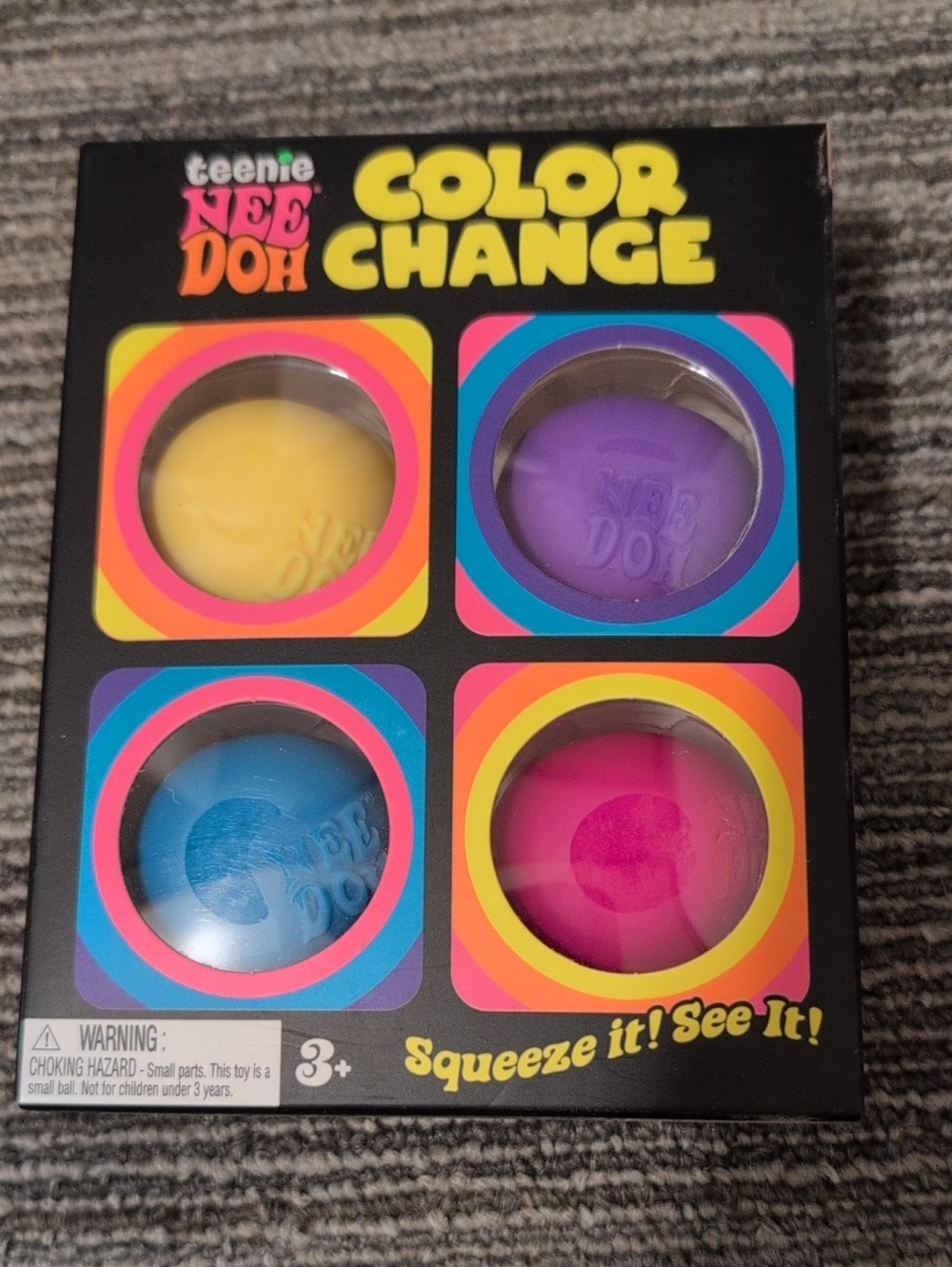 Needoh Color Change Squeeze Balls - Yellow, Purple, Blue & Pink